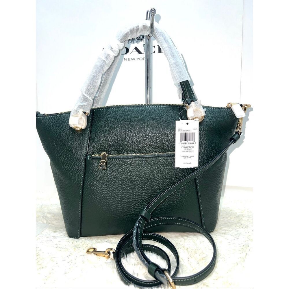 🔥🎁NWT! Coach KACEY Satchel Leather Handbag Green C6229 Msrp:$350.00 - Picture 2 of 6